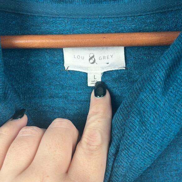 Lou & Grey oversized large teal cowl neck lightweight tunic sweater - Picture 3 of 8